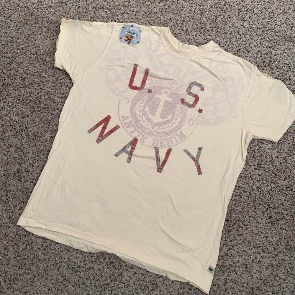 u.s Navy vintage Antik Denim tee w/ patches
